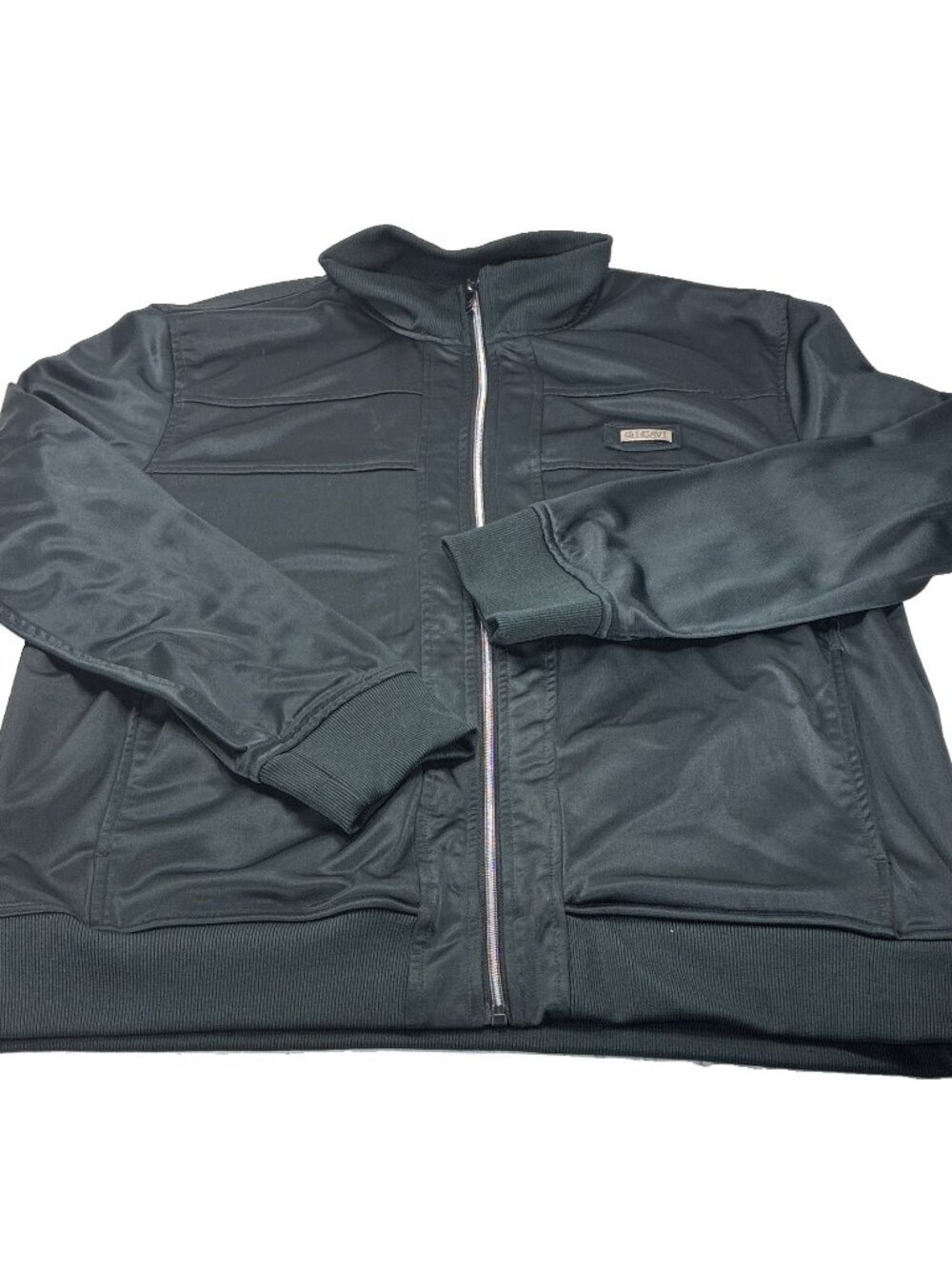 Cavi Mens 2XL Black Track Jacket Embroidered Script Side Stripe Full Zip